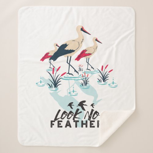 Whimsical Stork Pun Art _ Look No Feather Sherpa Blanket