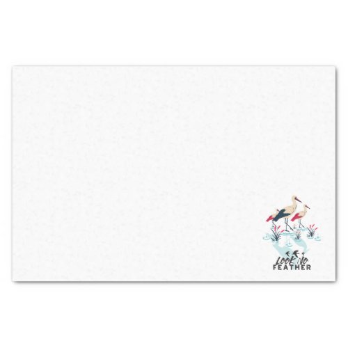 Whimsical Stork Pun Art _ Look No Feather Tissue Paper