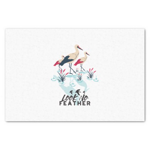 Whimsical Stork Pun Art _ Look No Feather Tissue Paper