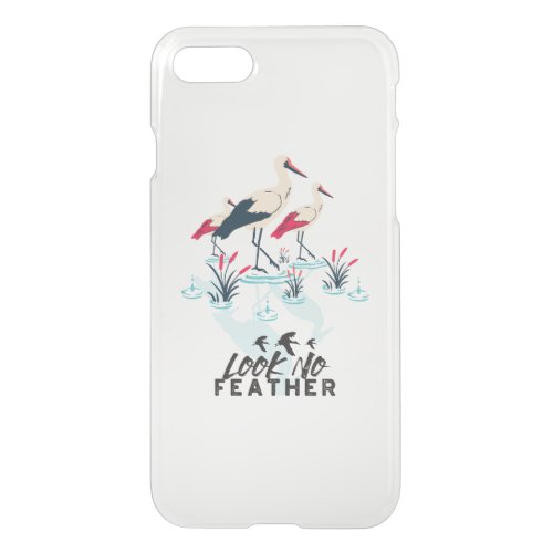 Whimsical Stork Pun Art _ Look No Feather iPhone SE87 Case