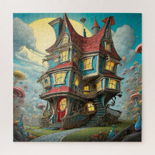 Whimsical Storybook Crooked House Jigsaw Puzzle