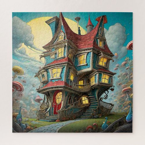 Whimsical Storybook Crooked House  Jigsaw Puzzle