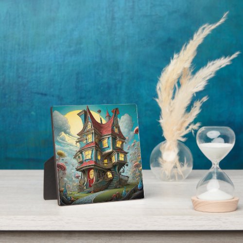 Whimsical Storybook Crooked House  Tabletop Plaque