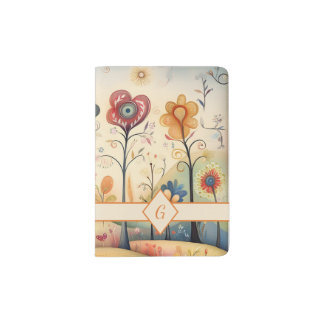 Whimsical Storybook Floral Trees Monogram |  Passport Holder