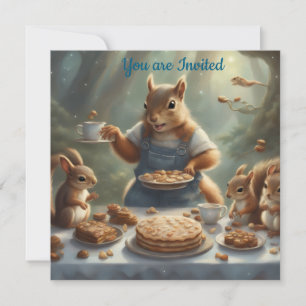 Whimsical Storybook Squirrel Birthday Invitation