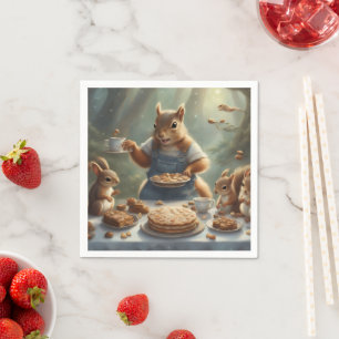 Whimsical Storybook Squirrel Birthday Napkins