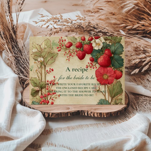 Whimsical Strawberry Botanicals Bridal Shower Enclosure Card (Creator Uploaded)