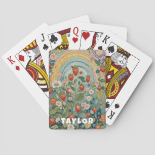 Whimsical Strawberry Patch Poker Cards