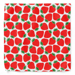 Whimsical Strawberry Pattern Cute Festive Red Bandana