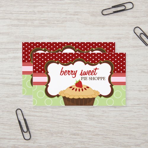 Cute Strawberry Pie Bakery Business Cards