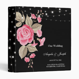 Whimsical String Lights Black 3 Ring Binder