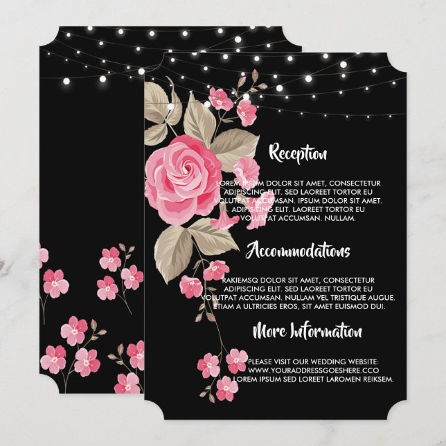 Whimsical String Lights Black wedding programs (Front/Back)