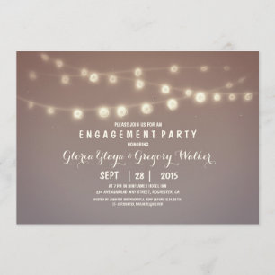 whimsical string lights engagement party invites