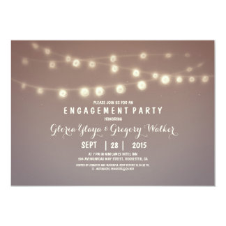 whimsical string lights engagement party invites