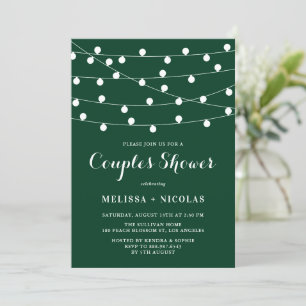 Whimsical String Lights Green Couples Shower Invitation