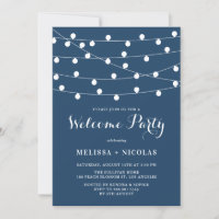 Whimsical String Lights Navy Blue Welcome Party