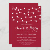 Whimsical String Lights Red Sweet 16 Party Invitation (Front/Back)