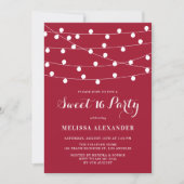 Whimsical String Lights Red Sweet 16 Party Invitation (Front)