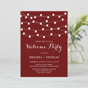 Whimsical String Lights Red Wedding Shower Invitation