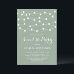 Whimsical String Lights Sage Green Sweet 16 Party Invitation<br><div class="desc">This elegant and whimsical sweet 16 party invitation features white hanging fairy lights on a sage green background. Personalize by adding your details. This sage green sweet sixteen invitation is perfect for outdoor birthday parties.</div>