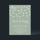 Whimsical String Lights Sage Green Sweet 16 Party Invitation<br><div class="desc">This elegant and whimsical sweet 16 party invitation features white hanging fairy lights on a sage green background. Personalize by adding your details. This sage green sweet sixteen invitation is perfect for outdoor birthday parties.</div>