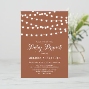 Whimsical String Lights Terracotta Baby Brunch Invitation