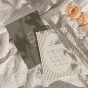 Whimsical Stripe Green Wedding Detail Card