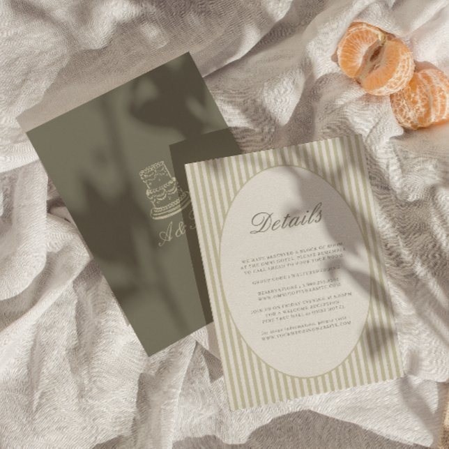Whimsical Stripe Green Wedding Detail Card (Creator Uploaded)