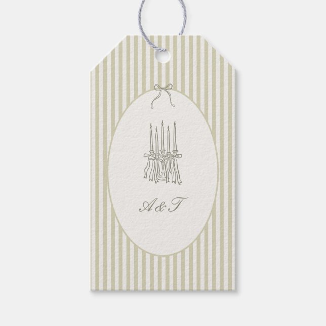 Whimsical Stripe Green Wedding Favor Tag (Front)