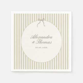Whimsical Stripe Green Wedding Napkins