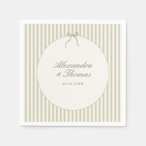 Whimsical Stripe Green Wedding Napkins