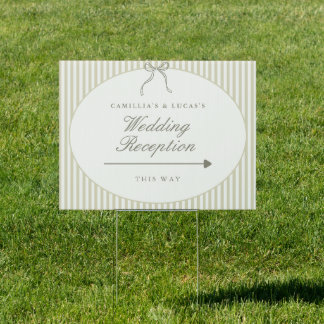 Whimsical Stripe Green Wedding Yard Sign