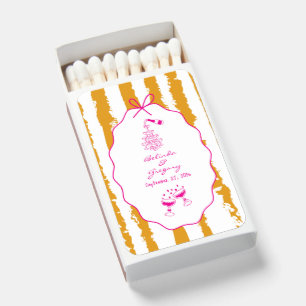 Whimsical Stripe Handwritten Painted Wedding Favor Matchboxes