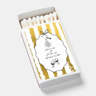 Whimsical Stripe Handwritten Painted Wedding Favor Matchboxes