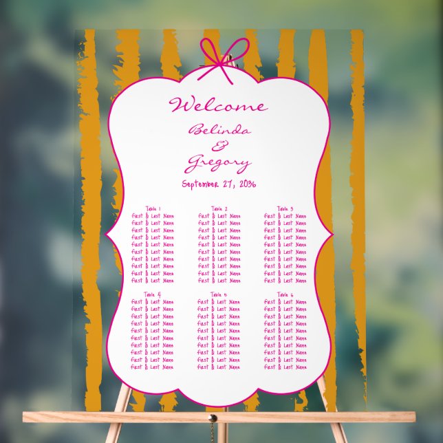 Whimsical Stripe Handwritten Wedding Seating Chart (Neutral)