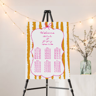 Whimsical Stripe Handwritten Wedding Seating Chart Foam Board