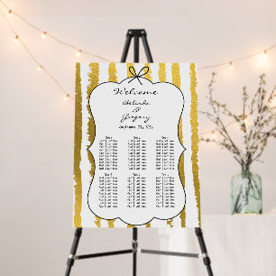 Whimsical Stripe Handwritten Wedding Seating Chart Foam Board