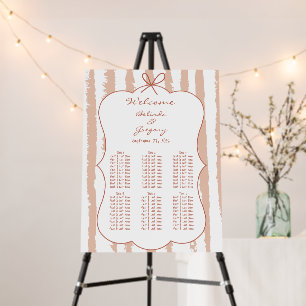 Whimsical Stripe Handwritten Wedding Seating Chart Foam Board