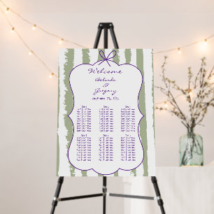 Whimsical Stripe Handwritten Wedding Seating Chart Foam Board