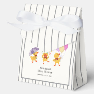 Whimsical Stripe Party Little Duckling Baby Shower Favor Boxes