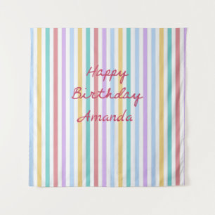 Whimsical Striped Colorful Birthday Backdrop
