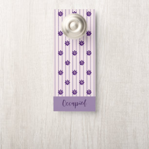 Whimsical Stripes and Purple Flowers Door Hanger