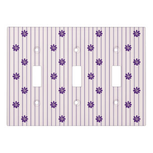 Whimsical Stripes and Purple Flowers Light Switch Cover