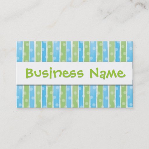 Customizable Whimsical Stripes business card blue green 2