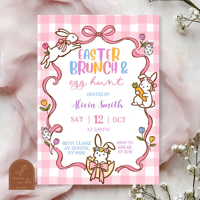 Whimsical Stripes Easter Brunch and Egg Hunt invit Invitation (Creator Uploaded)
