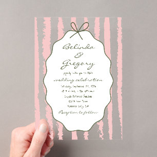 Whimsical Stripes Handwritten Painted Wedding Acrylic Invitations