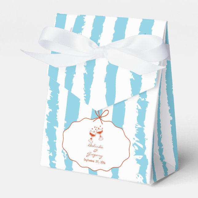 Whimsical Stripes Handwritten Painted Wedding  Favor Boxes (Front Side)