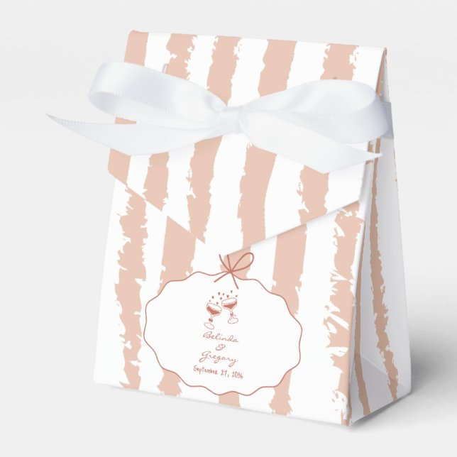 Whimsical Stripes Handwritten Painted Wedding  Favor Boxes (Front Side)