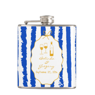 Whimsical Stripes Handwritten Painted Wedding Flask