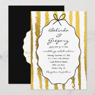 Whimsical Stripes Handwritten Painted Wedding Invitation